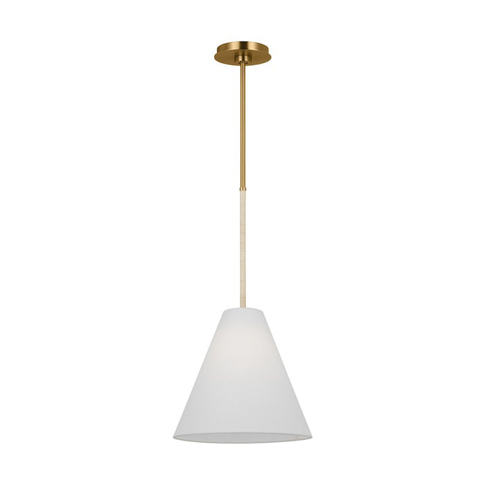 Visual Comfort Studio Remy 1 Light Small Pendant, Brass/White Linen