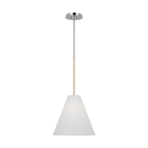 Visual Comfort Studio Remy 1-Lt SM Pendant, PN/White Linen - AEP1061PN