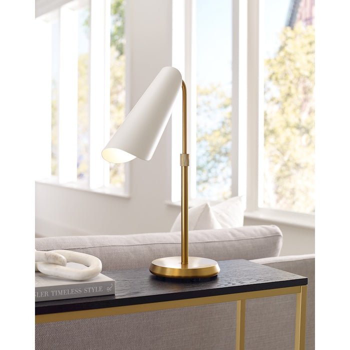 Visual Comfort Studio Tresa 1-Lt Task Table Lamp, White/Brass