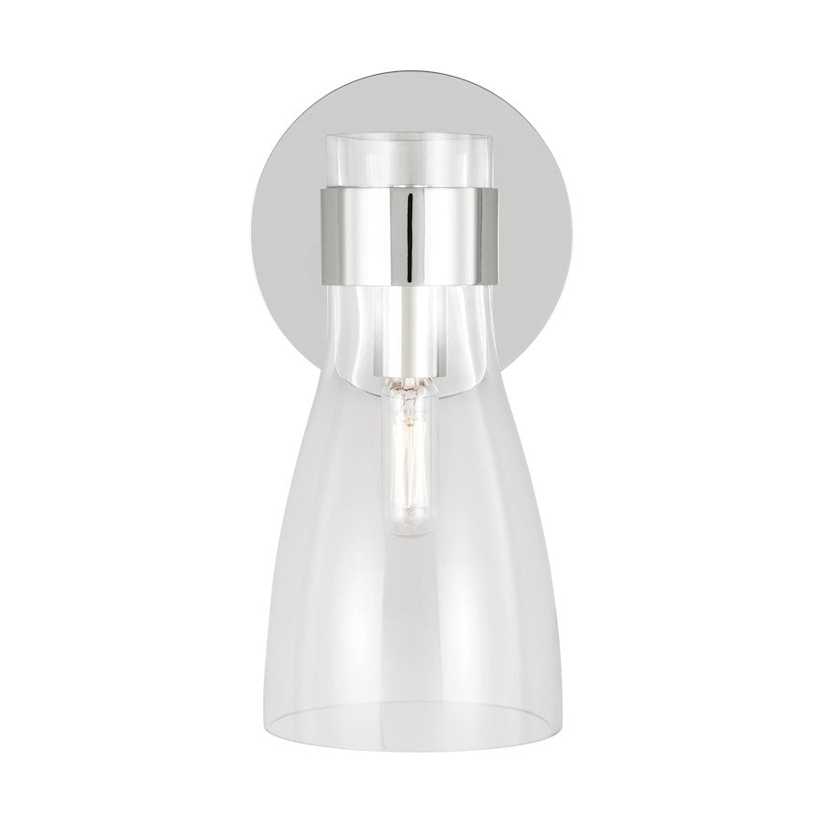 Visual Comfort Studio Moritz 1 Light Sconce, Polished Nickel/Clear - AEV1001PN