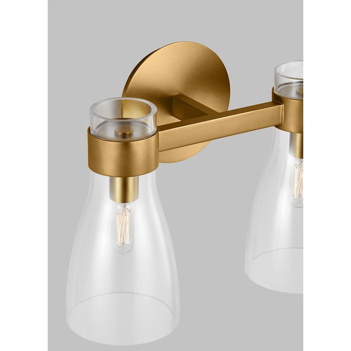 Visual Comfort Studio Moritz 2 Light Vanity, Burnished Brass/Clear