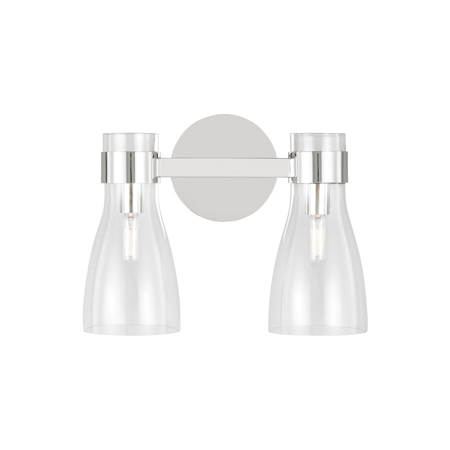 Visual Comfort Studio Moritz 2 Light Vanity, Polished Nickel/Clear - AEV1002PN