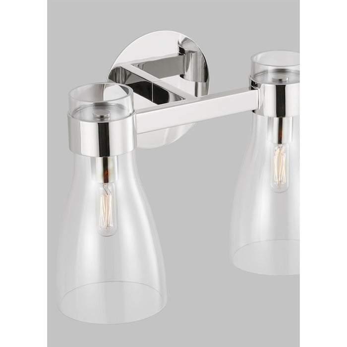 Visual Comfort Studio Moritz 2 Light Vanity, Polished Nickel/Clear