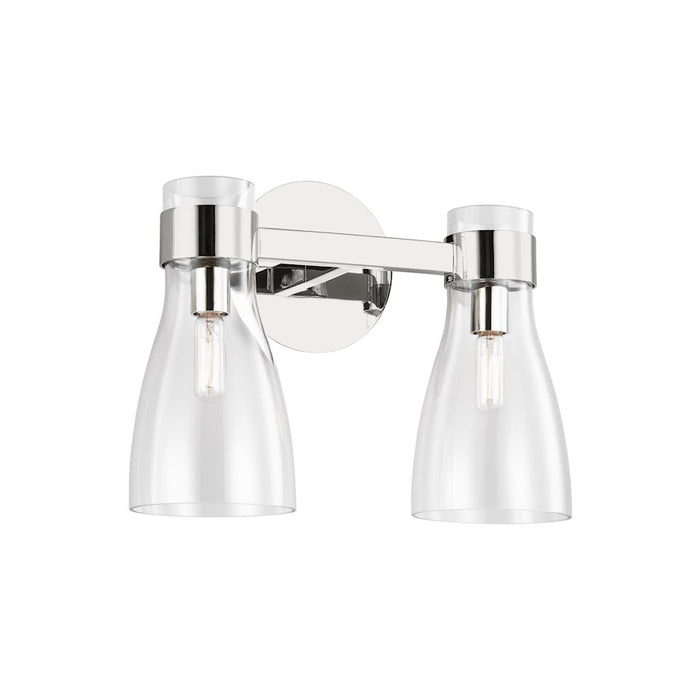 Visual Comfort Studio Moritz 2 Light Vanity, Polished Nickel/Clear