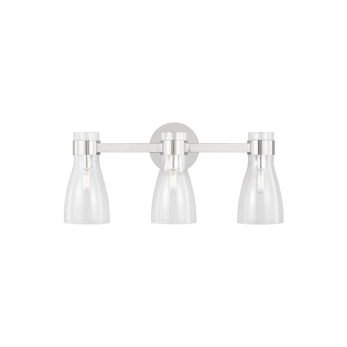 Visual Comfort Studio Moritz 3 Light Vanity, Polished Nickel/Clear - AEV1003PN