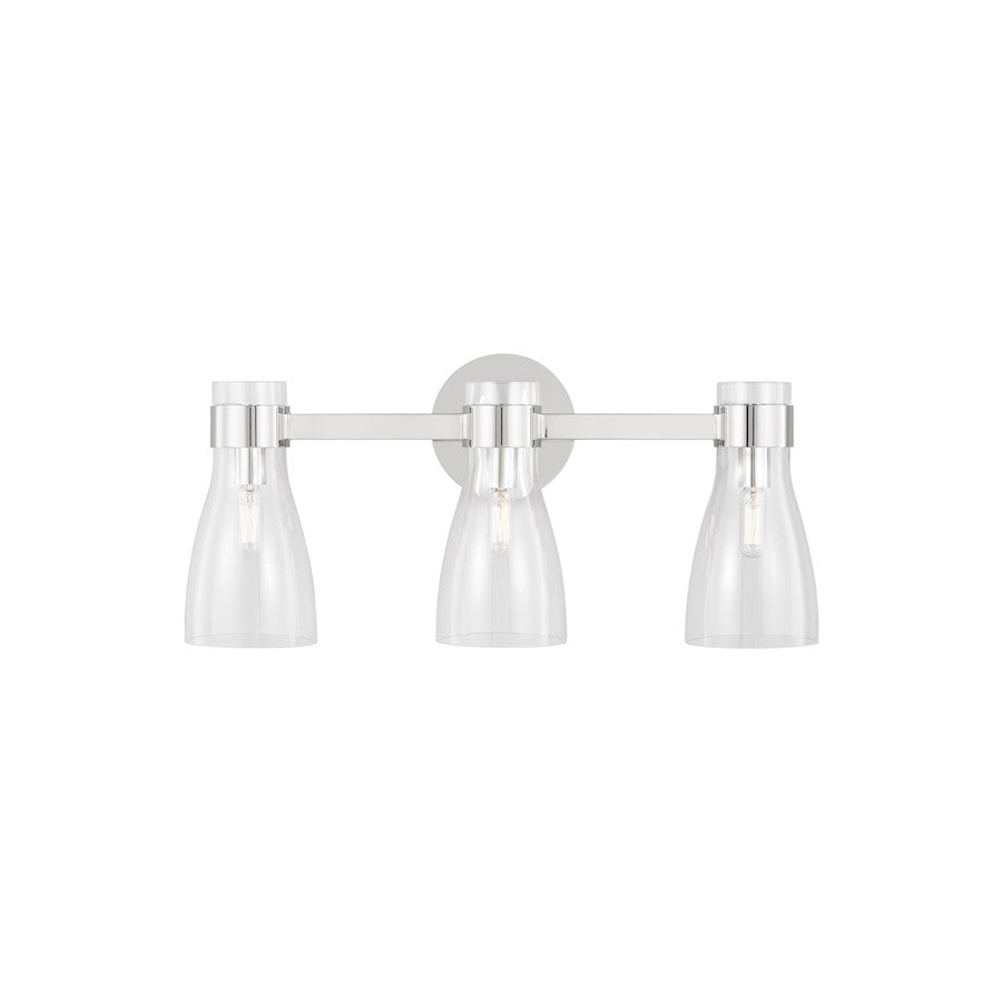 Visual Comfort Studio Moritz 3 Light Vanity, Polished Nickel/Clear - AEV1003PN