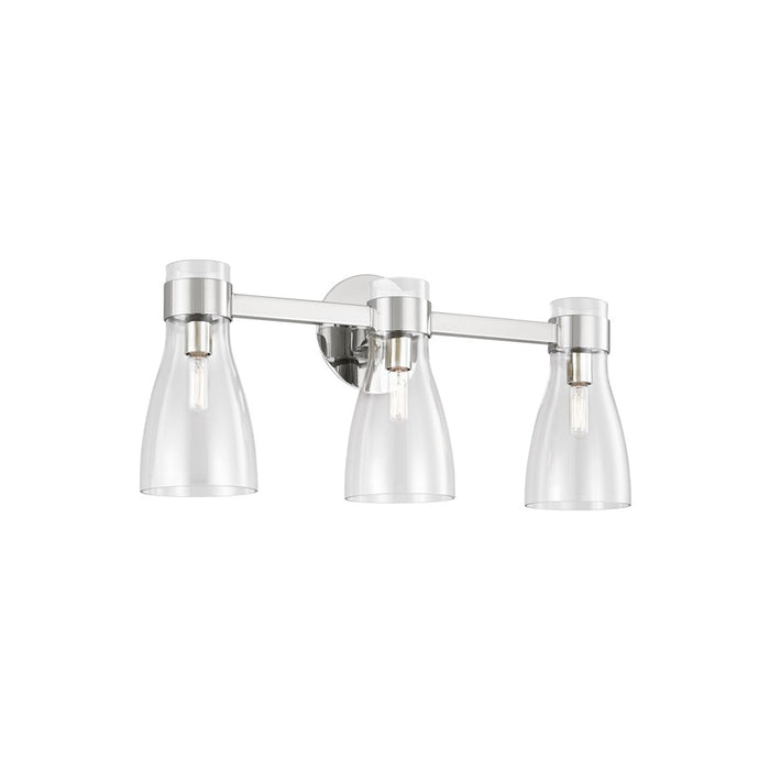 Visual Comfort Studio Moritz 3 Light Vanity, Polished Nickel/Clear