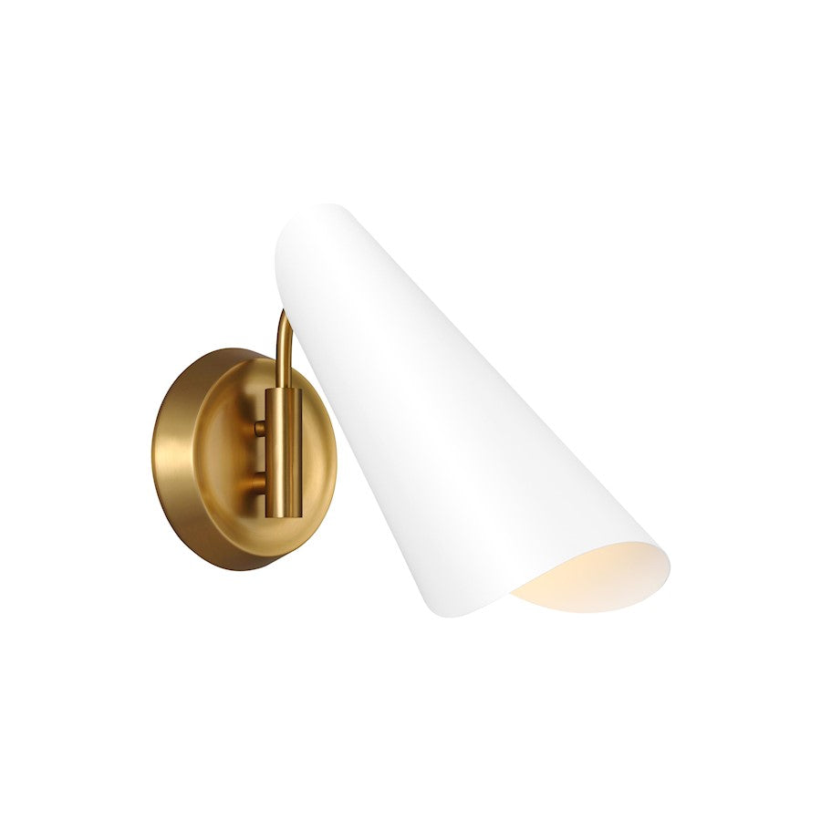 Visual Comfort Studio Tresa 1-Lt Sconce, White/Burnished Brass - AEW1001BBSMWT