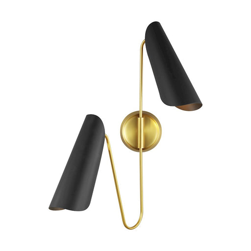 Visual Comfort Studio Tresa 2 Light Sconce, Midnight Black/Brass - AEW1002BBSMBK