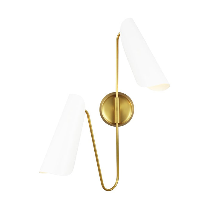 Visual Comfort Studio Tresa 2-Lt Sconce, White/Burnished Brass - AEW1002BBSMWT