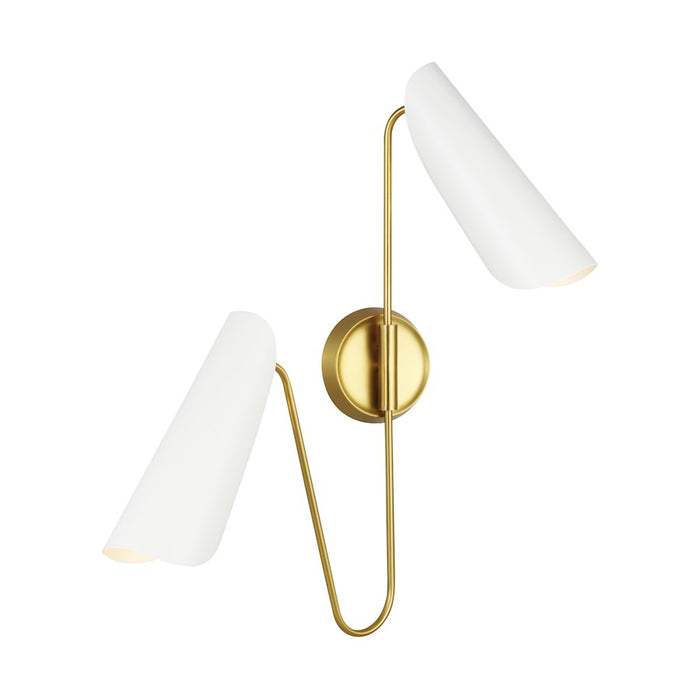 Visual Comfort Studio Tresa 2-Lt Sconce, White/Burnished Brass