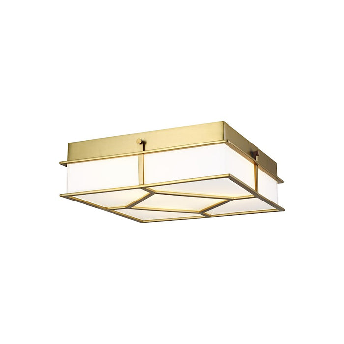 Visual Comfort Studio Transom 3 Light Flush, Burnished Brass/White