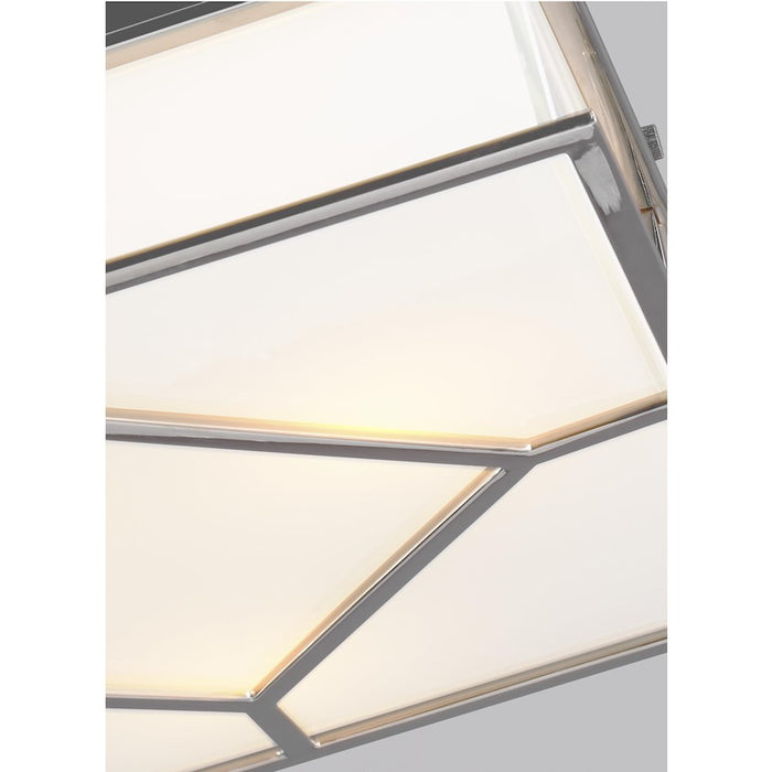 Visual Comfort Studio Transom 3 Light Flush, Polished Nickel/White