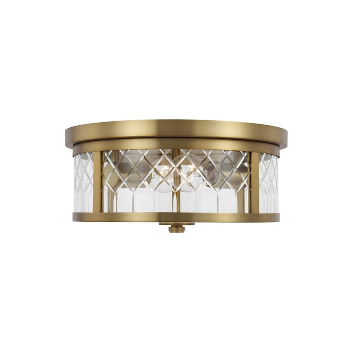 Visual Comfort Studio Alec 2 Light Flush, Burnished Brass/Clear - AF1072BBS