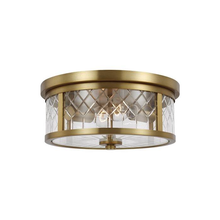 Visual Comfort Studio Alec 2 Light Flush, Burnished Brass/Clear