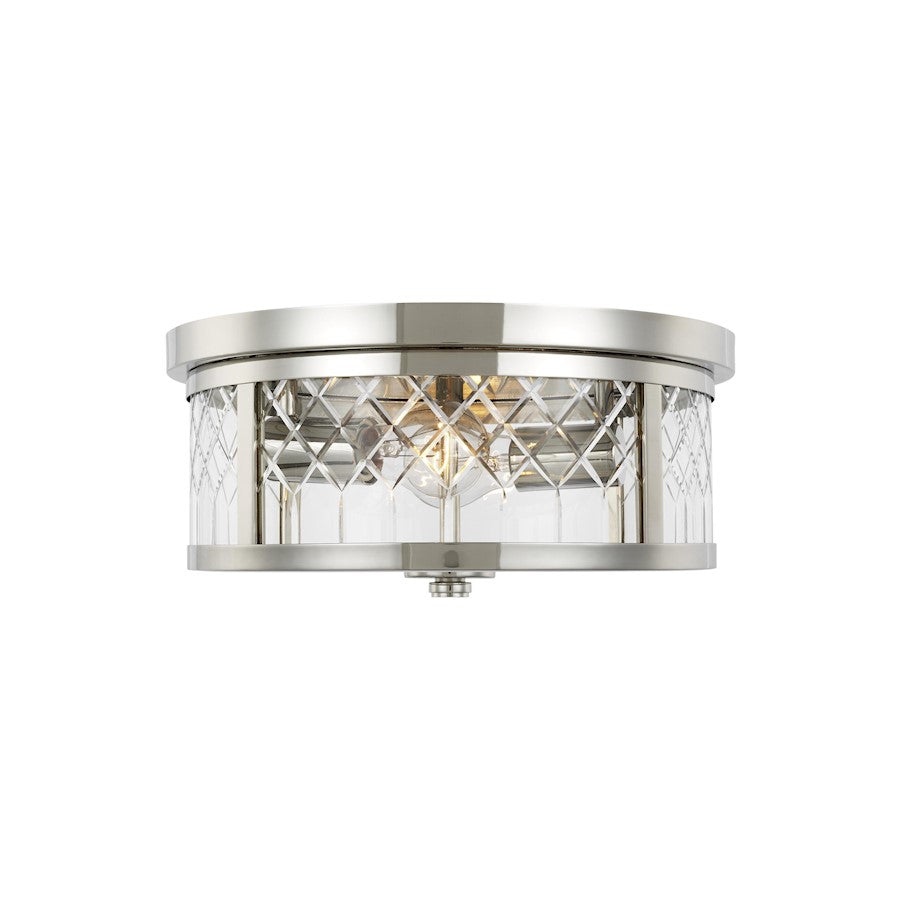 Visual Comfort Studio Alec 2 Light Flush Mount, Polished Nickel/Clear - AF1072PN