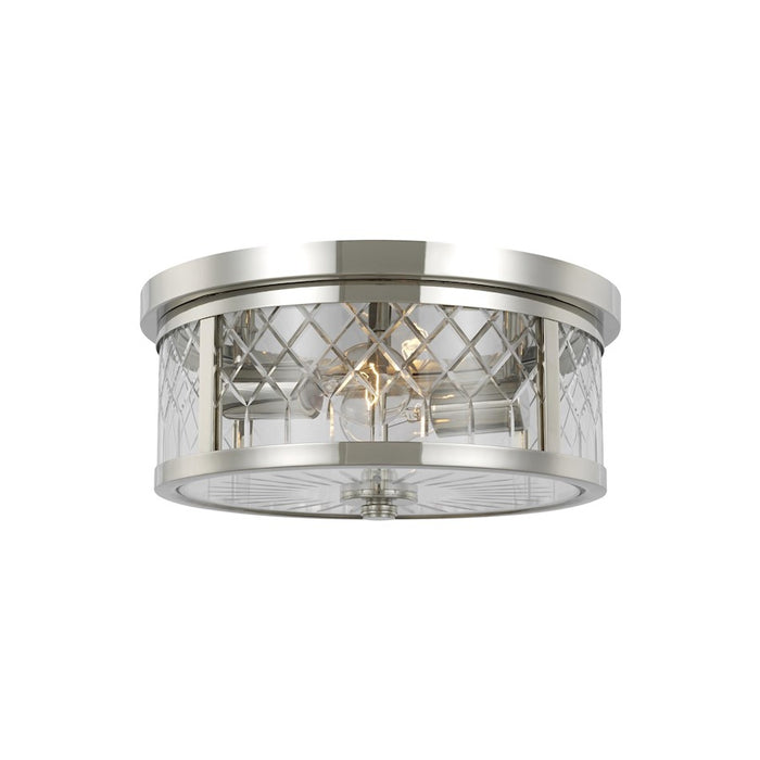 Visual Comfort Studio Alec 2 Light Flush Mount, Polished Nickel/Clear