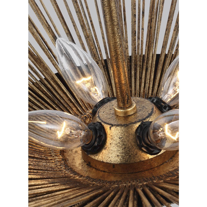 Visual Comfort Studio Helios 4 Light Wide Pendant, Antique Gild