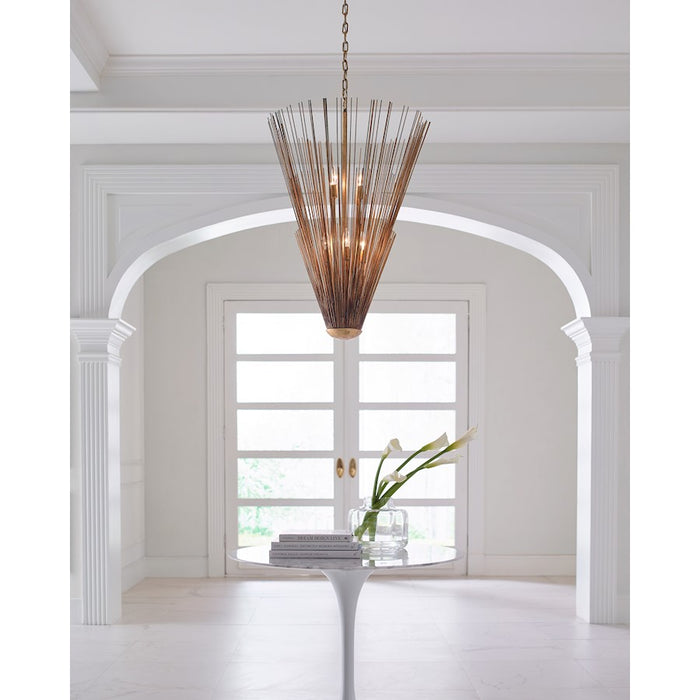 Visual Comfort Studio Helios 8 Light Tall Pendant, Antique Gild