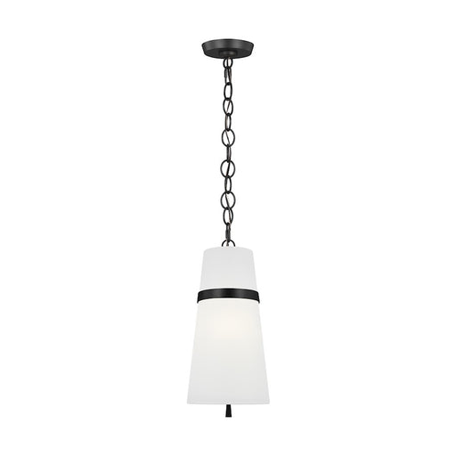 Visual Comfort Studio Cortlandt 1-Lt Small Pendant, Iron/White Linen - AP1161AI