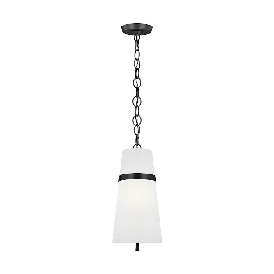 Visual Comfort Studio Cortlandt 1-Lt Small Pendant, Iron/White Linen - AP1161AI