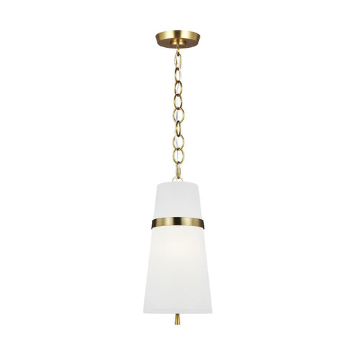 Visual Comfort Studio Cortlandt 1-Lt SM Pendant, Brass/White Linen - AP1161BBS