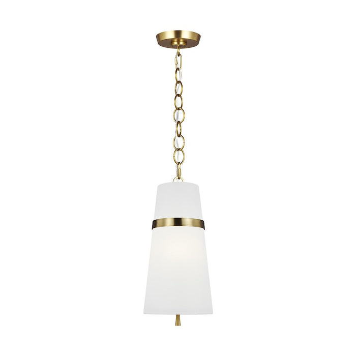 Visual Comfort Studio Cortlandt 1-Lt SM Pendant, Brass/White Linen - AP1161BBS