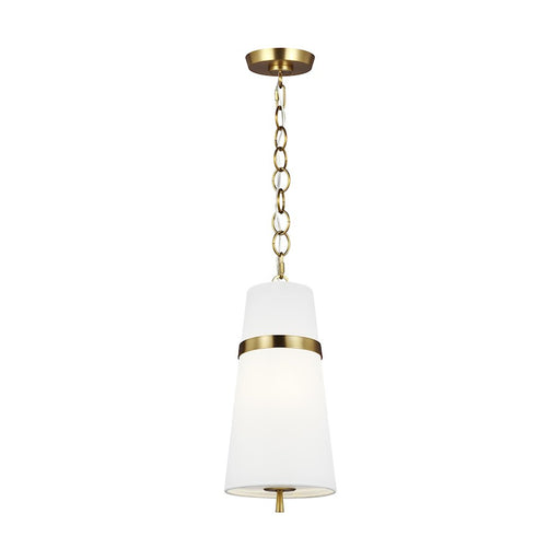 Visual Comfort Studio Cortlandt 1-Lt SM Pendant, Brass/White Linen