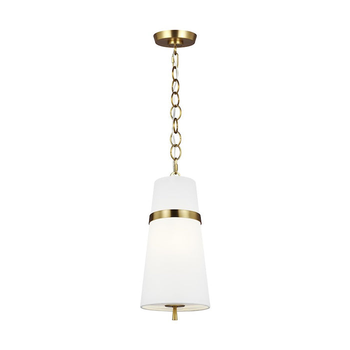 Visual Comfort Studio Cortlandt 1-Lt SM Pendant, Brass/White Linen