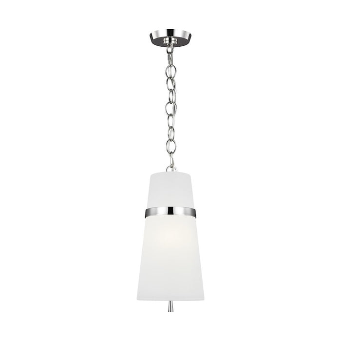 Visual Comfort Studio Cortlandt 1-Lt SM Pendant, Nickel/White Linen - AP1161PN