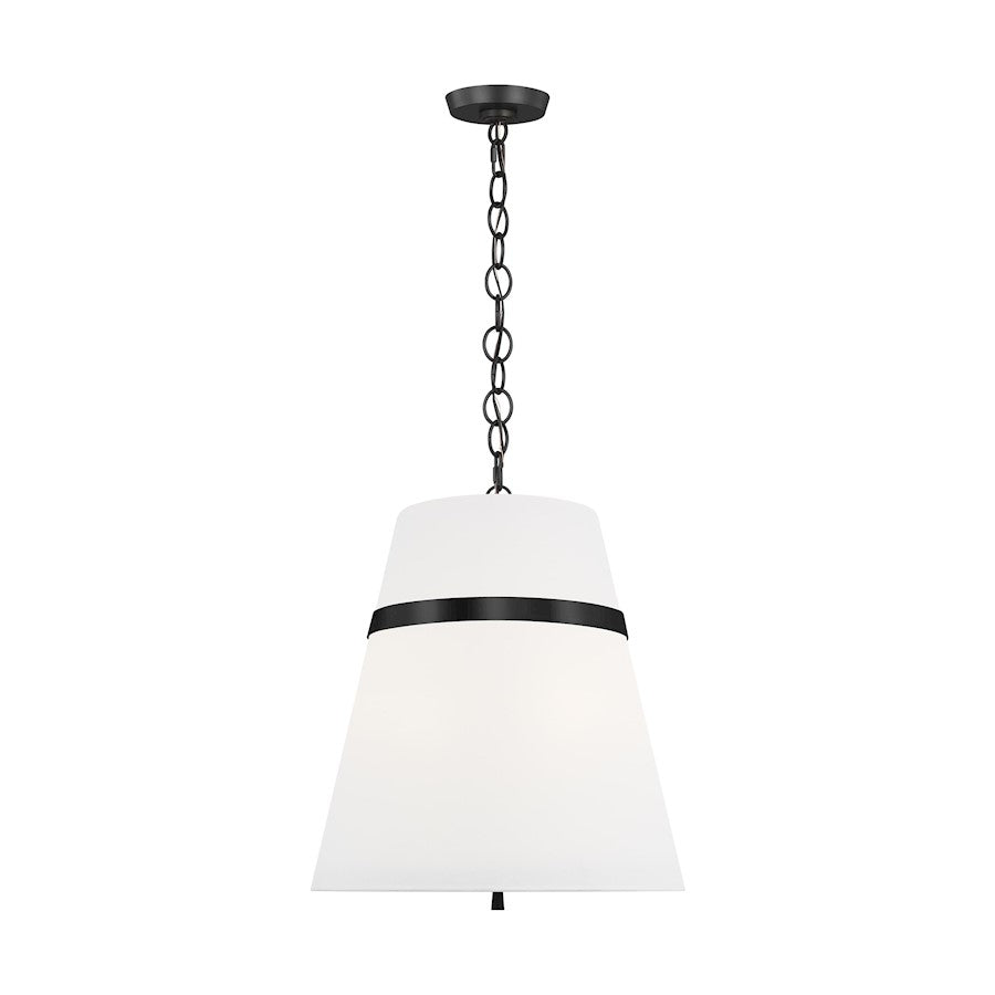 Visual Comfort Studio Cortlandt 3-Lt Large Pendant, Iron/White Linen - AP1173AI