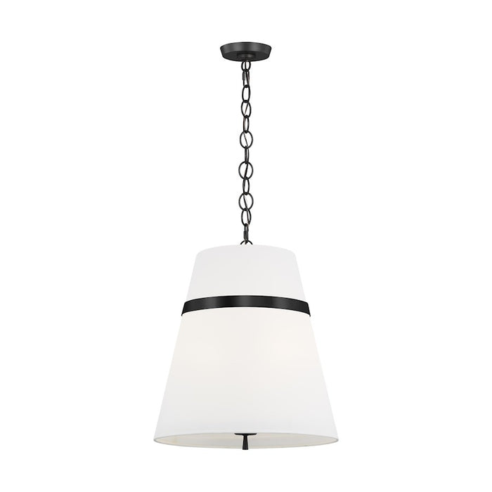 Visual Comfort Studio Cortlandt 3-Lt Large Pendant, Iron/White Linen