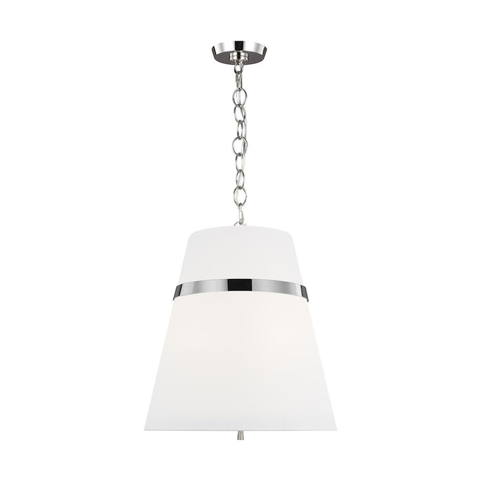 Visual Comfort Studio Cortlandt 3-Lt Large Pendant, Nickel/WH Linen - AP1173PN