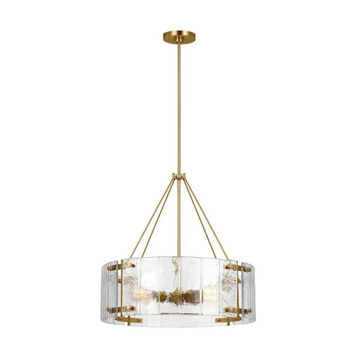 Visual Comfort Studio Calvert 4-Lt Med Chandelier, BS/Clear Textured