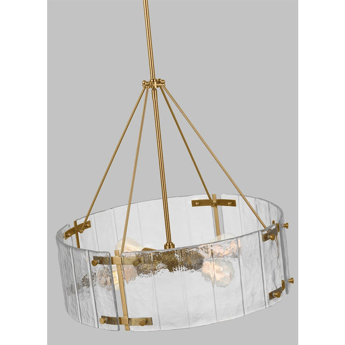 Visual Comfort Studio Calvert 4-Lt Med Chandelier, BS/Clear Textured