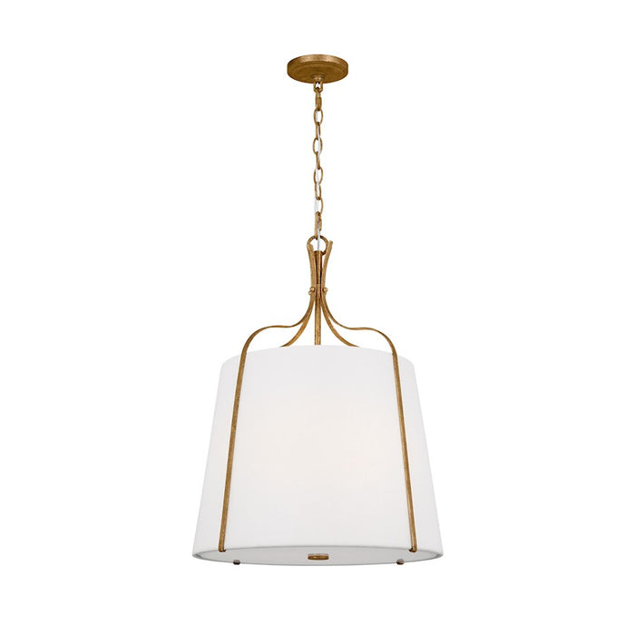 Visual Comfort Studio Leander 3 Light Hanging Shade, Ant Gild/White