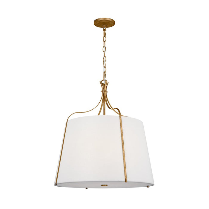 Visual Comfort Studio Leander 4 Light Hanging Shade, Ant Gild/White