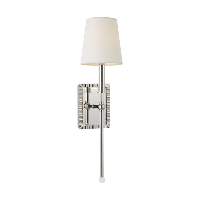 Visual Comfort Studio Baxley 1-Lt Sconce, Pol Nickel/White Linen - AW1051PN