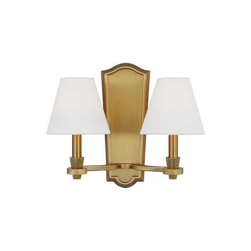 Visual Comfort Studio Paisley 2-Lt Double Sconce, Brass/White Linen - AW1112BBS