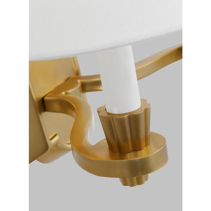 Visual Comfort Studio Paisley 2-Lt Double Sconce, Brass/White Linen