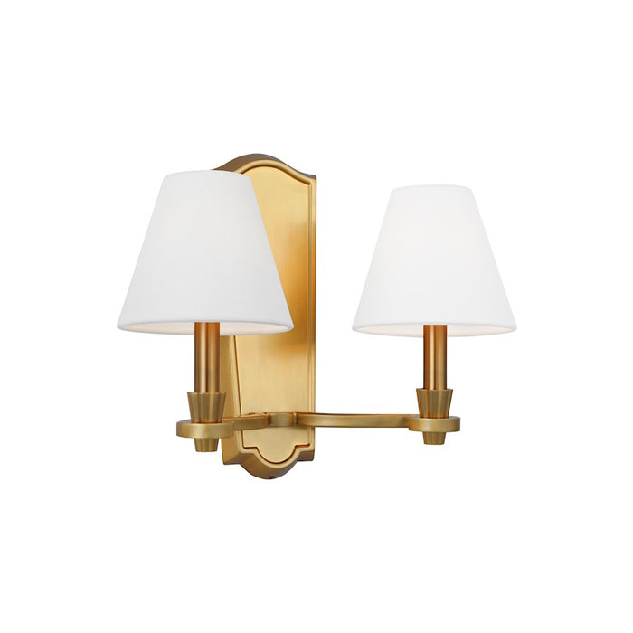 Visual Comfort Studio Paisley 2-Lt Double Sconce, Brass/White Linen