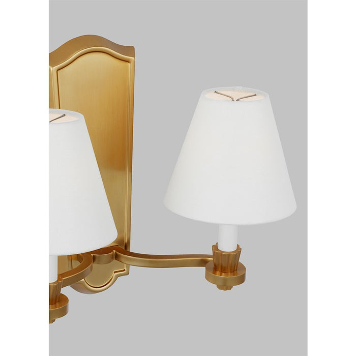 Visual Comfort Studio Paisley 2-Lt Double Sconce, Brass/White Linen