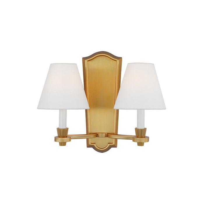 Visual Comfort Studio Paisley 2-Lt Double Sconce, Brass/White Linen