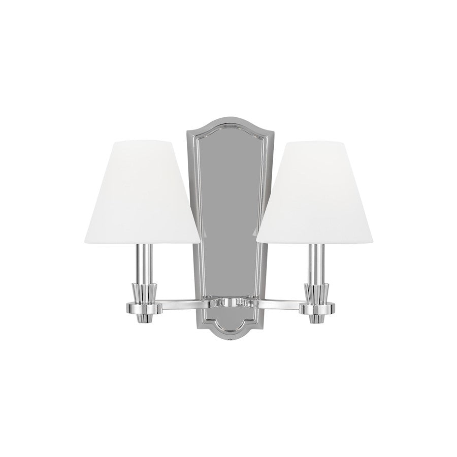 Visual Comfort Studio Paisley 2-Lt Double Sconce, Nickel/White Linen - AW1112PN