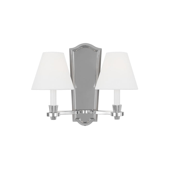 Visual Comfort Studio Paisley 2-Lt Double Sconce, Nickel/White Linen