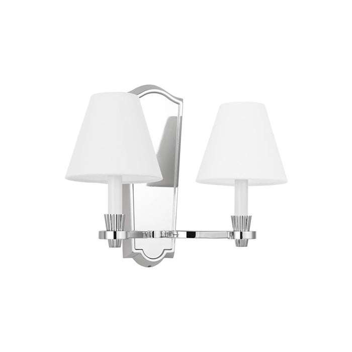 Visual Comfort Studio Paisley 2-Lt Double Sconce, Nickel/White Linen