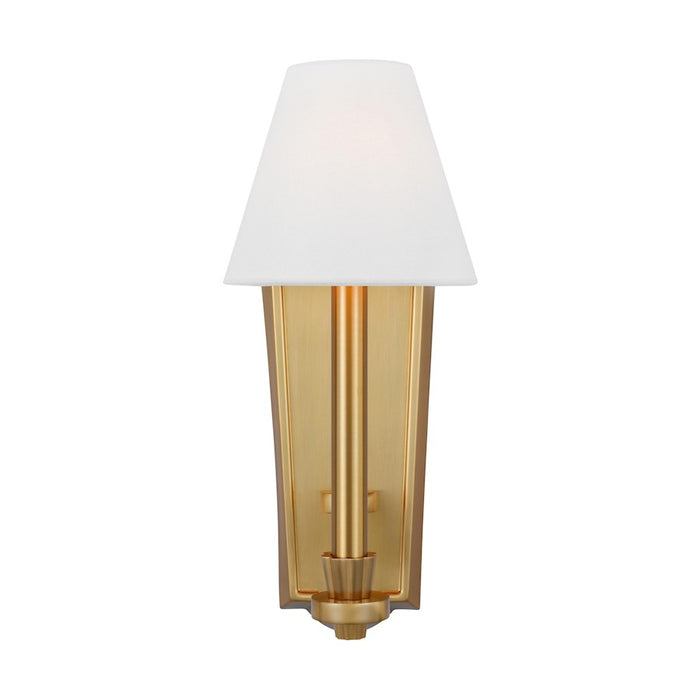 Visual Comfort Studio Paisley 1 Light Tall Sconce, Brass/White Linen - AW1121BBS