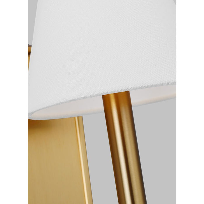 Visual Comfort Studio Paisley 1 Light Tall Sconce, Brass/White Linen