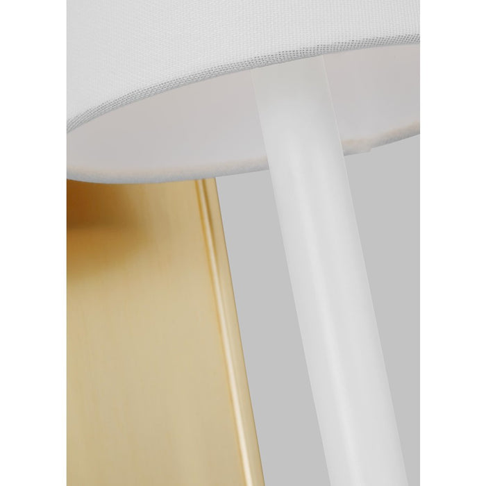 Visual Comfort Studio Paisley 1 Light Tall Sconce, Brass/White Linen