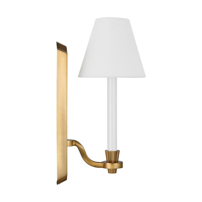 Visual Comfort Studio Paisley 1 Light Tall Sconce, Brass/White Linen